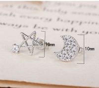 1 Pair Simple Style Star Plating Inlay Copper Zircon White Gold Plated Ear Studs main image 2