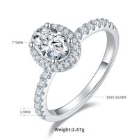 Elegant Luxurious Oval Sterling Silver Gra Plating Inlay Moissanite Rhodium Plated Silver Plated Rings main image 2