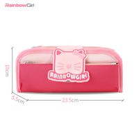 Cat Mixed Materials Class Learning Cartoon Style Pencil Case sku image 1