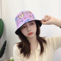 Women's Retro Sweet Pastoral Butterfly Printing Wide Eaves Bucket Hat main image 5