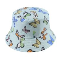 Frau Retro Süss Pastoral Schmetterling Drucken Breite Traufen Bucket Hat main image 4