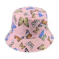 Women's Retro Sweet Pastoral Butterfly Printing Wide Eaves Bucket Hat sku image 5