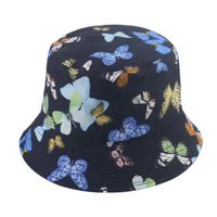 Women's Retro Sweet Pastoral Butterfly Printing Wide Eaves Bucket Hat sku image 3