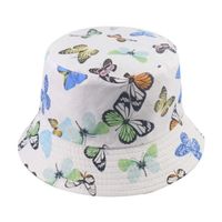 Frau Retro Süss Pastoral Schmetterling Drucken Breite Traufen Bucket Hat sku image 4