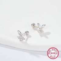 1 Pair Simple Style Shiny Korean Style Butterfly Plating Hollow Out Inlay Sterling Silver Zircon 18k Gold Plated White Gold Plated Ear Studs main image 6