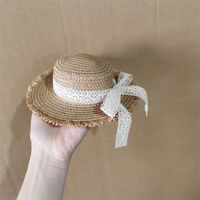 Women's Pastoral Simple Style Bow Knot Wide Eaves Straw Hat main image 4