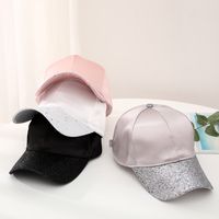 Women's Elegant Lady Simple Style Solid Color Sequins Curved Eaves Baseball Cap main image 1