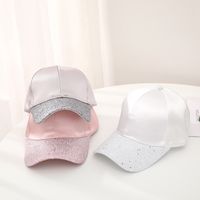 Women's Elegant Lady Simple Style Solid Color Sequins Curved Eaves Baseball Cap main image 5