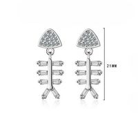 1 Pair Lady Fish Plating Inlay Copper Zircon 24k Gold Plated White Gold Plated Ear Studs main image 2