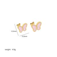 1 Pair Sweet Butterfly Enamel Stainless Steel 18K Gold Plated Ear Studs sku image 4