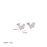 1 Pair Sweet Butterfly Enamel Stainless Steel 18K Gold Plated Ear Studs main image 2