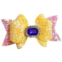 Women's Cute Sweet Bow Knot Cloth Inlay Rhinestones Hair Clip sku image 2