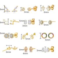 1 Pair Simple Style Leaves Inlay Copper Zircon Ear Studs main image 2