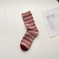 Women's Pastoral Stripe Polyester Crew Socks A Pair sku image 5