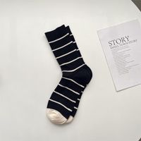 Women's Pastoral Stripe Polyester Crew Socks A Pair sku image 1
