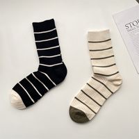 Women's Pastoral Stripe Polyester Crew Socks A Pair main image 4