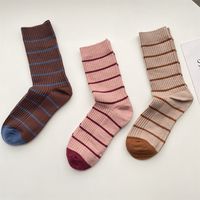 Women's Pastoral Stripe Polyester Crew Socks A Pair main image 5