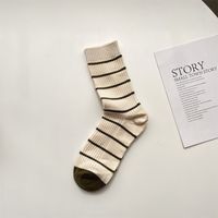 Women's Pastoral Stripe Polyester Crew Socks A Pair sku image 2