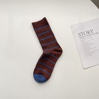 Women's Pastoral Stripe Polyester Crew Socks A Pair sku image 4