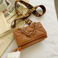 White Black Brown Pu Leather Solid Color Chain Square Evening Bags sku image 3