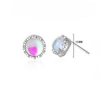 1 Pair Basic Round Plating Inlay Copper Moonstone White Gold Plated Ear Studs main image 2