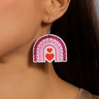 1 Pair Romantic Heart Shape Alloy Wood Drop Earrings main image 5