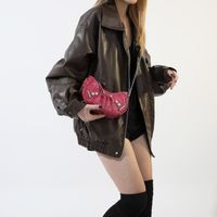 Women's Pu Leather Solid Color Classic Style Sewing Thread Rivet Dumpling Shape Zipper Shoulder Bag main image 8