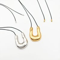 Glam Luxurious Shiny U Shape Copper Plating Metal 18k Gold Plated Pendant Necklace main image 8