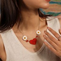 Romantisch Herzform Blume Stricken Zinklegierung Valentinstag Frau Halskette Mit Anhänger main image 4