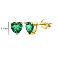 1 Pair Simple Style Heart Shape Inlay Copper Zircon Ear Studs main image 2