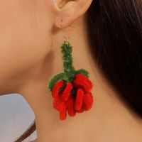 1 Pair Romantic Flower Alloy Flocking Drop Earrings main image 6