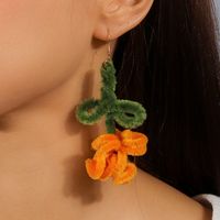 1 Pair Romantic Flower Alloy Flocking Drop Earrings main image 5