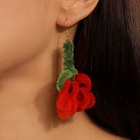 1 Pair Romantic Flower Alloy Flocking Drop Earrings main image 4