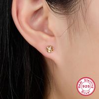 1 Pair Vintage Style Streetwear Shiny Cross Plating Inlay Sterling Silver Zircon 18k Gold Plated White Gold Plated Ear Studs main image 1