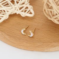 1 Pair Simple Style Classic Style Moon Inlay Sterling Silver Opal Ear Studs main image 6