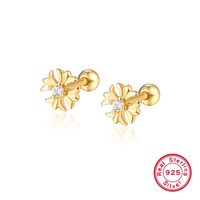 1 Pair Vintage Style Streetwear Shiny Cross Plating Inlay Sterling Silver Zircon 18k Gold Plated White Gold Plated Ear Studs main image 5