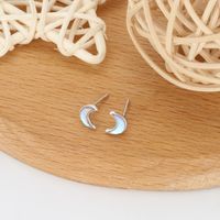 1 Pair Simple Style Classic Style Moon Inlay Sterling Silver Opal Ear Studs main image 7