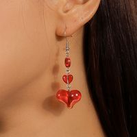 1 Pair Cute Heart Shape Alloy Drop Earrings main image 4