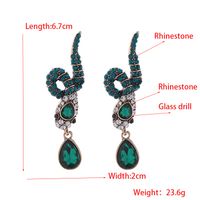 1 Pair Elegant Snake Inlay Alloy Rhinestone Turquoise Rhinestones Drop Earrings main image 2