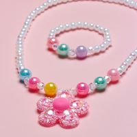 Princess Sweet Flower Arylic Resin Beaded Girl's Bracelets Necklace main image 5