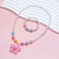 Princess Sweet Flower Arylic Resin Beaded Girl's Bracelets Necklace sku image 1