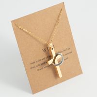 Stainless Steel 18K Gold Plated White Gold Plated Streetwear Plating Cross Pendant Necklace sku image 1
