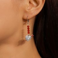 1 Pair Simple Style Heart Shape Inlay Alloy Rhinestones Drop Earrings main image 5