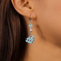 1 Pair Simple Style Heart Shape Inlay Alloy Rhinestones Drop Earrings main image 6