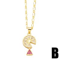 Sweet Fruit Heart Shape Copper Plating Inlay Zircon 18k Gold Plated Pendant Necklace main image 6