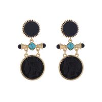 1 Pair Retro Geometric Inlay Alloy Turquoise Rhinestones Drop Earrings sku image 2