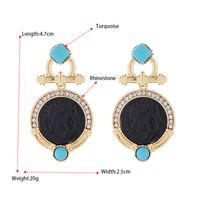 1 Pair Retro Geometric Inlay Alloy Turquoise Rhinestones Drop Earrings main image 2