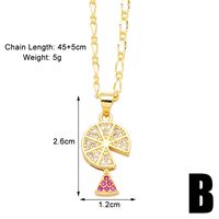Sweet Fruit Heart Shape Copper Plating Inlay Zircon 18k Gold Plated Pendant Necklace sku image 2