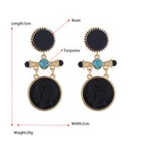 1 Pair Retro Geometric Inlay Alloy Turquoise Rhinestones Drop Earrings main image 3