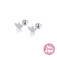 1 Pair Ig Style Commute Flower Plating Inlay Sterling Silver Artificial Pearls Zircon 18k Gold Plated White Gold Plated Ear Studs sku image 2